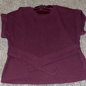 Express Size Medium Maroon Tie Blouse